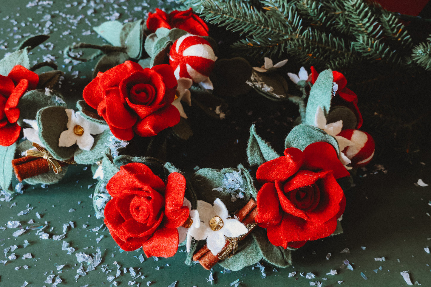 Peppermint Swirl & Cinnamon Floral Halo