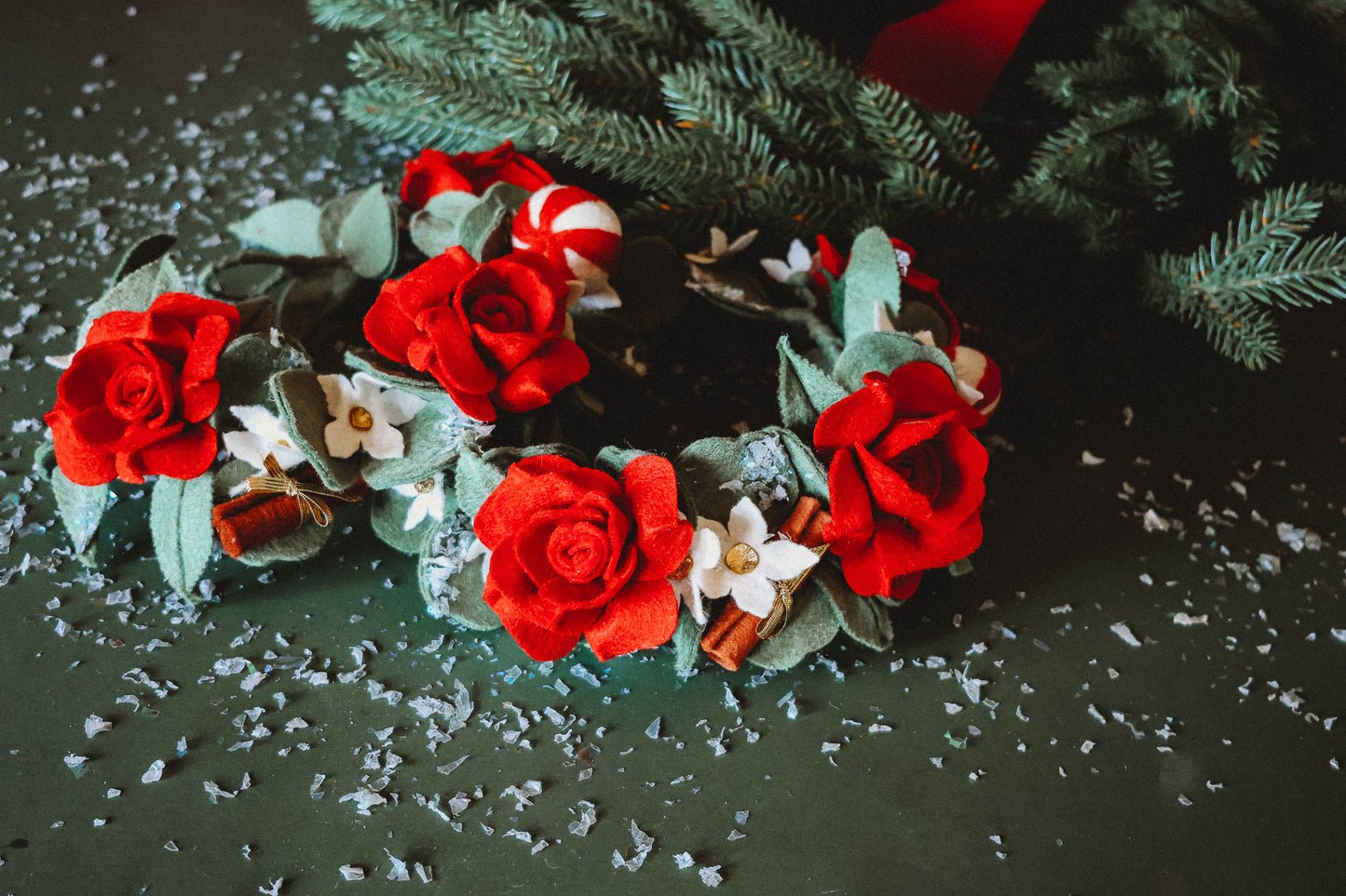 Peppermint Swirl & Cinnamon Floral Halo