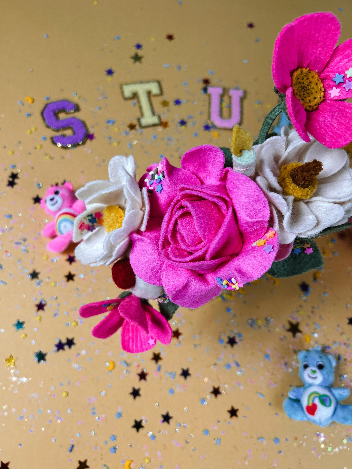 Birthday Bear Side Floral Crown