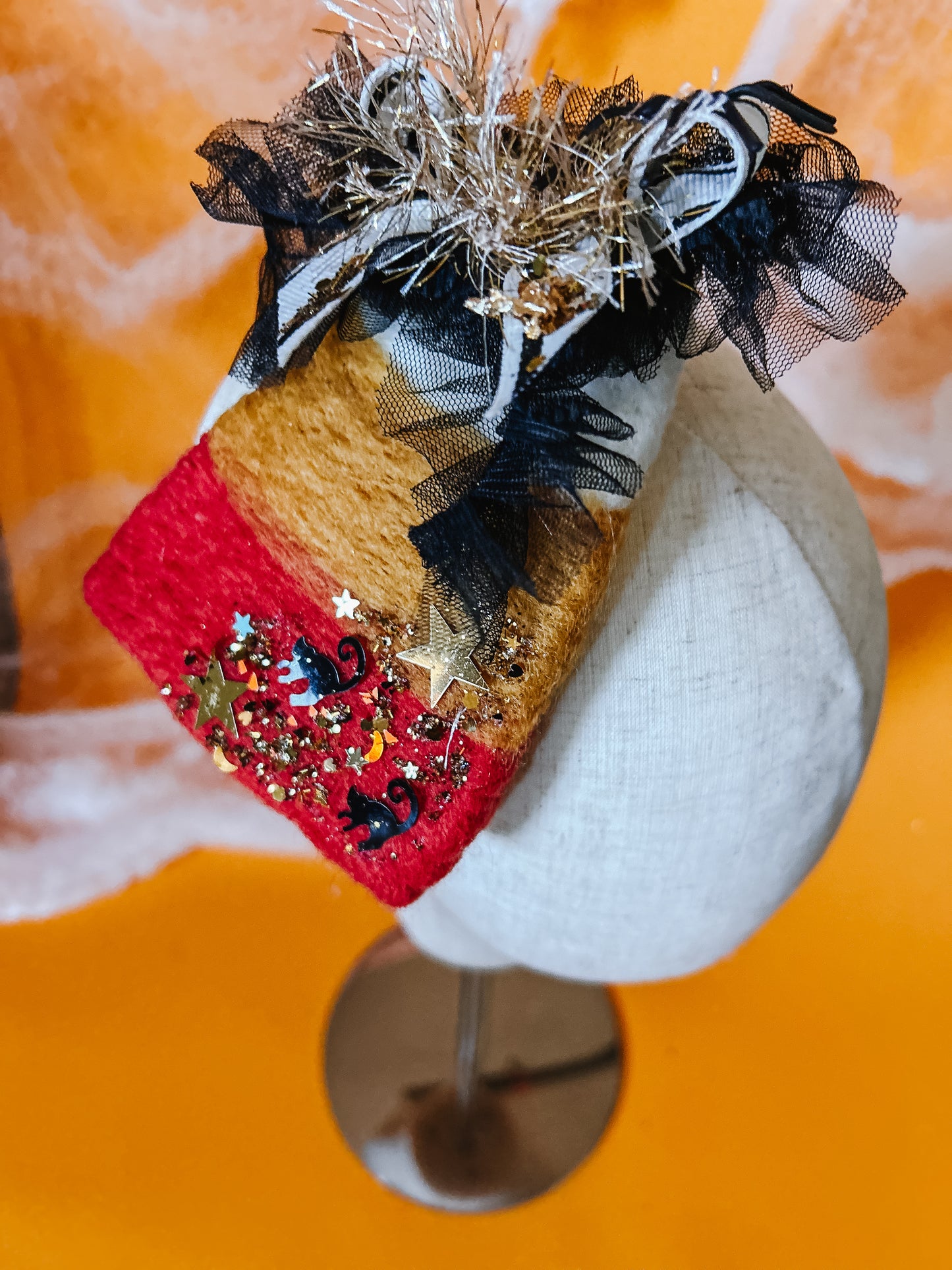 Candy Corn Felted Shape Fascinator