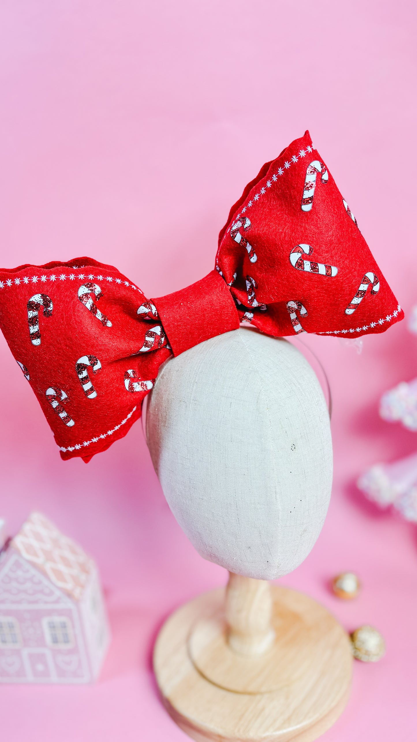 Candy Cane Wool Felt Bow 2025