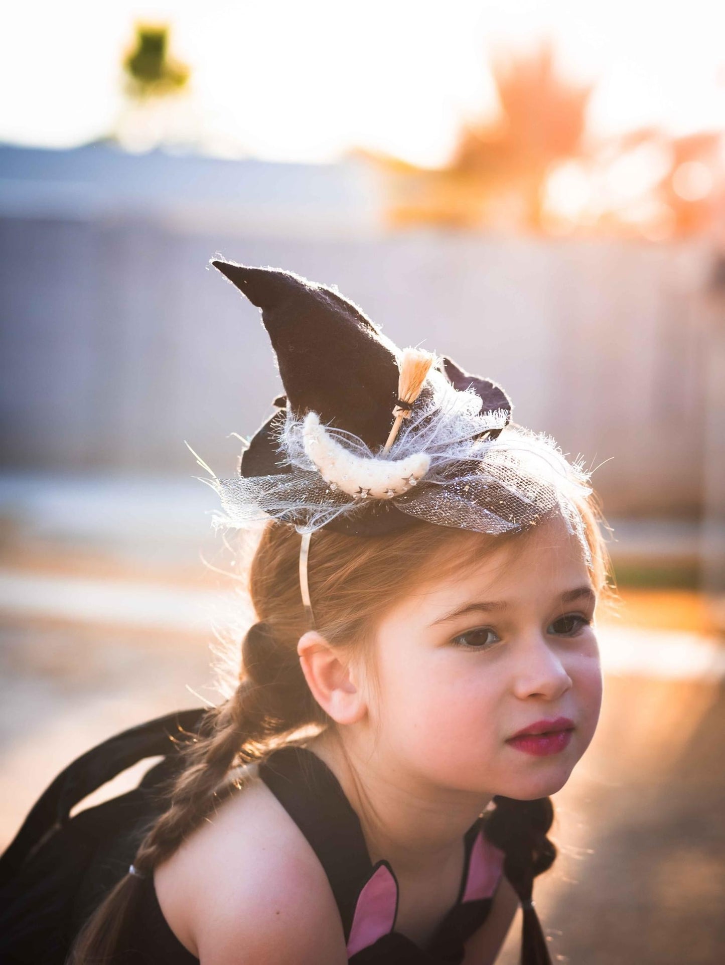 Black Minifee Witch Hat with Broom