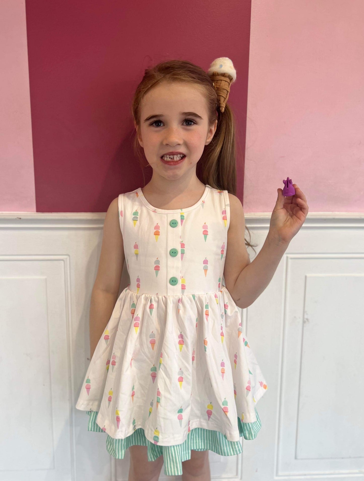 Summer Treats Pink Ice Cream Cone Clip