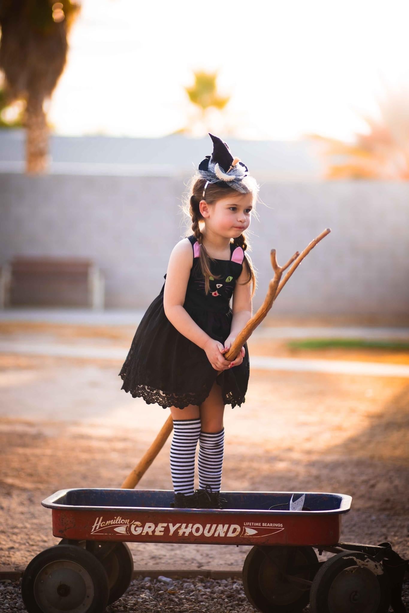 Black Minifee Witch Hat with Broom