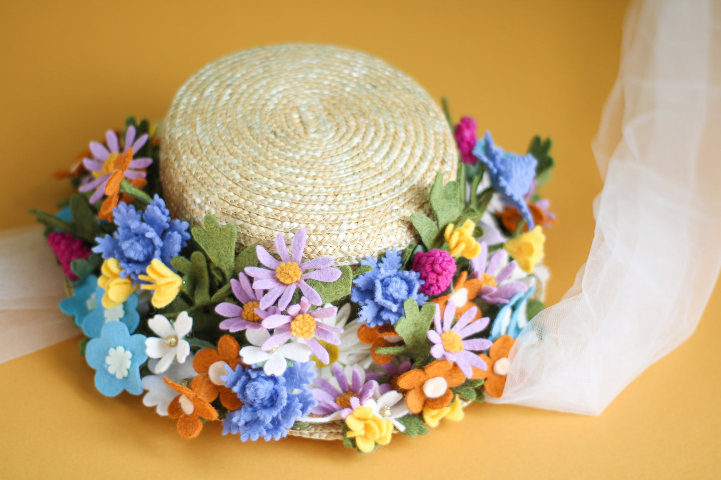 Floral Vintage Boater Straw Hat