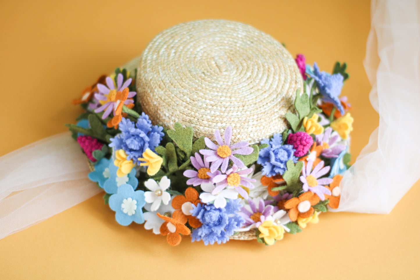 Floral Vintage Boater Straw Hat