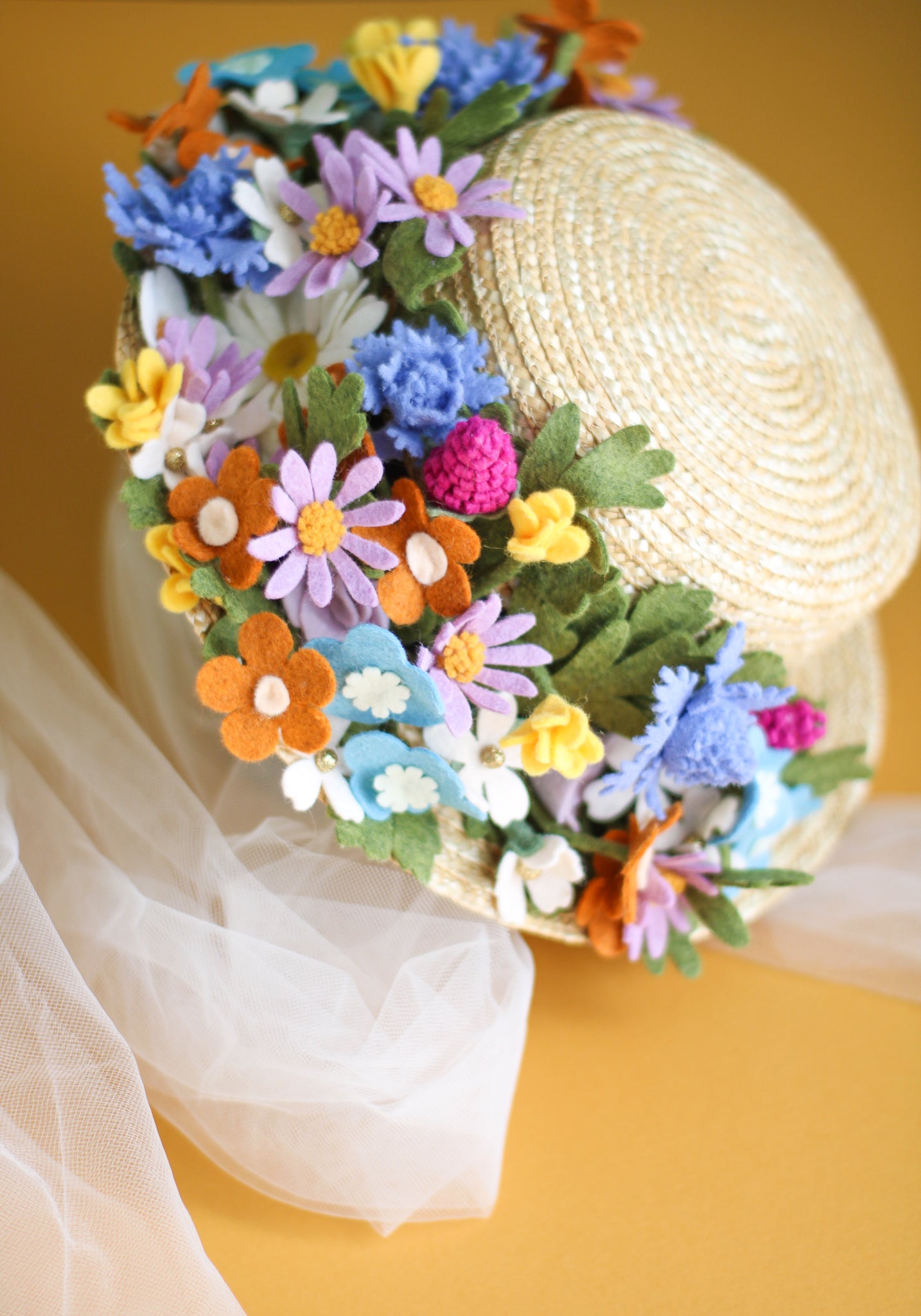 Floral Vintage Boater Straw Hat