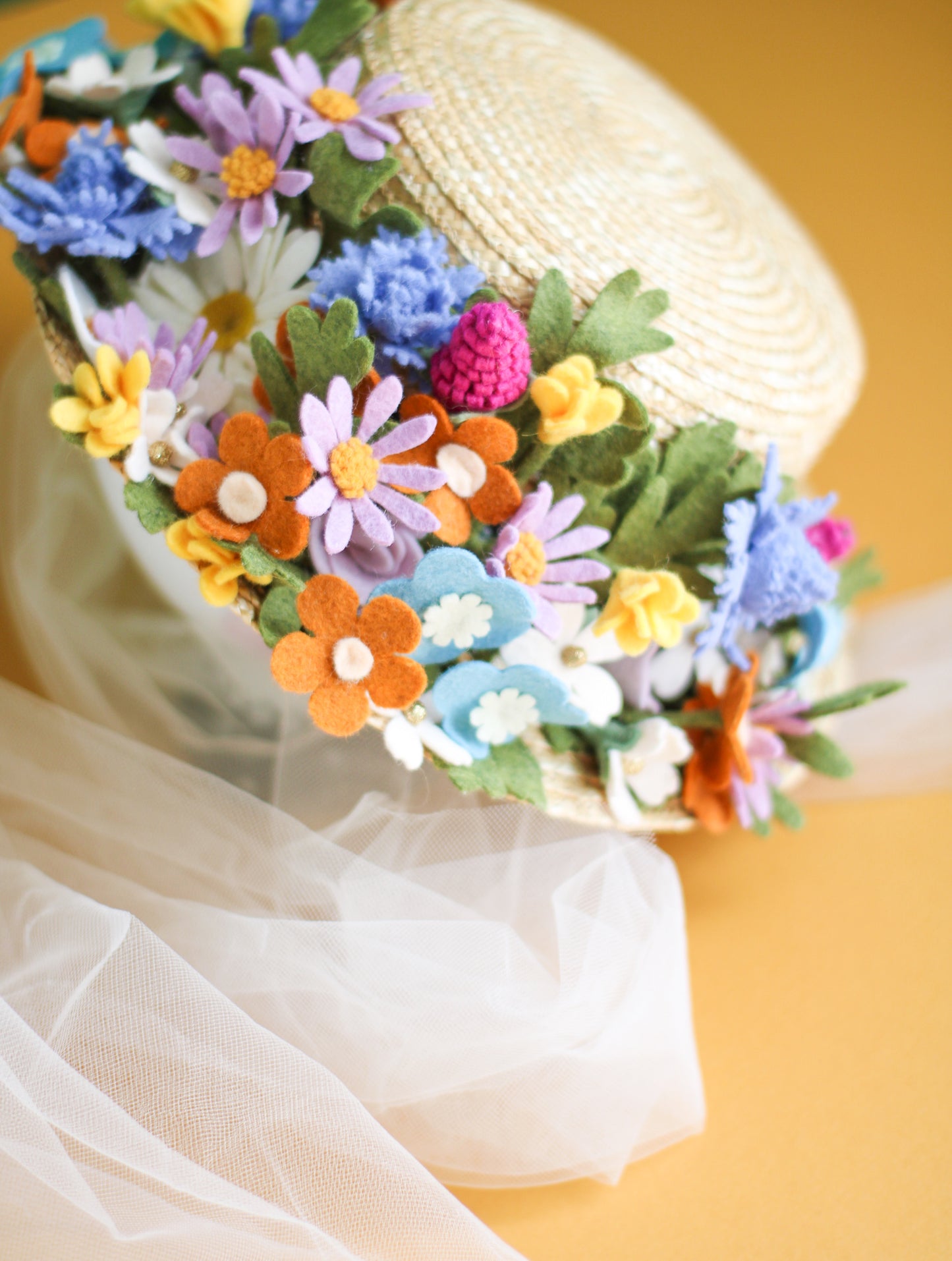 Floral Vintage Boater Straw Hat