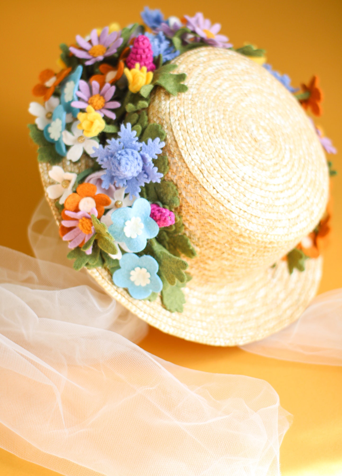Floral Vintage Boater Straw Hat