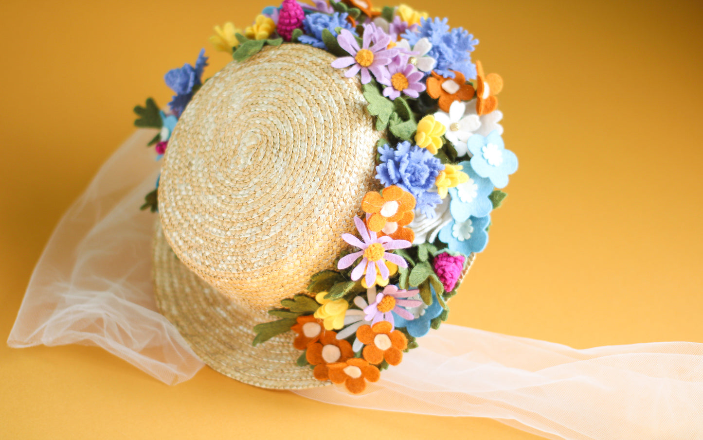 Floral Vintage Boater Straw Hat
