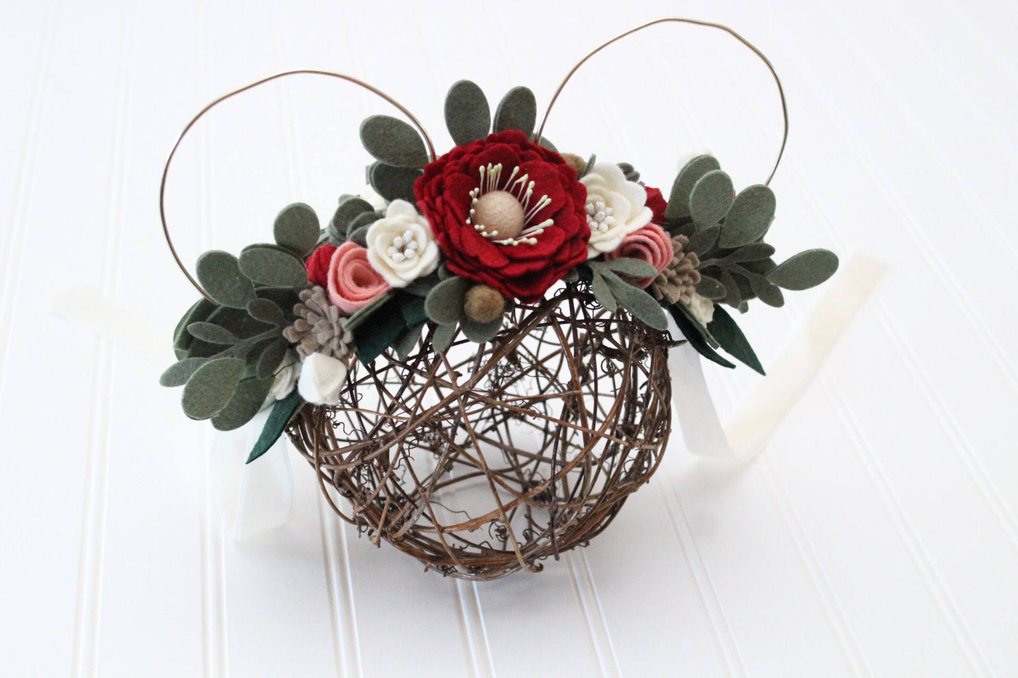 Mouse Ears inspired Mommy & Me set/felt flowers/floral crowns/flower/birthday/party/headbands/boho ears
