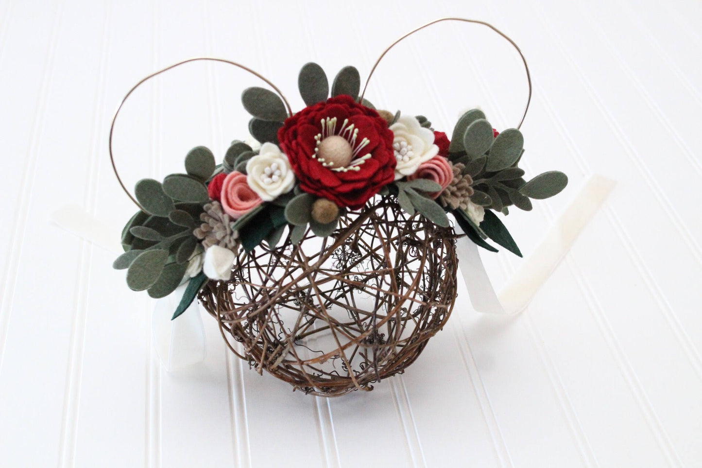 Mouse Ears inspired Mommy & Me set/felt flowers/floral crowns/flower/birthday/party/headbands/boho ears