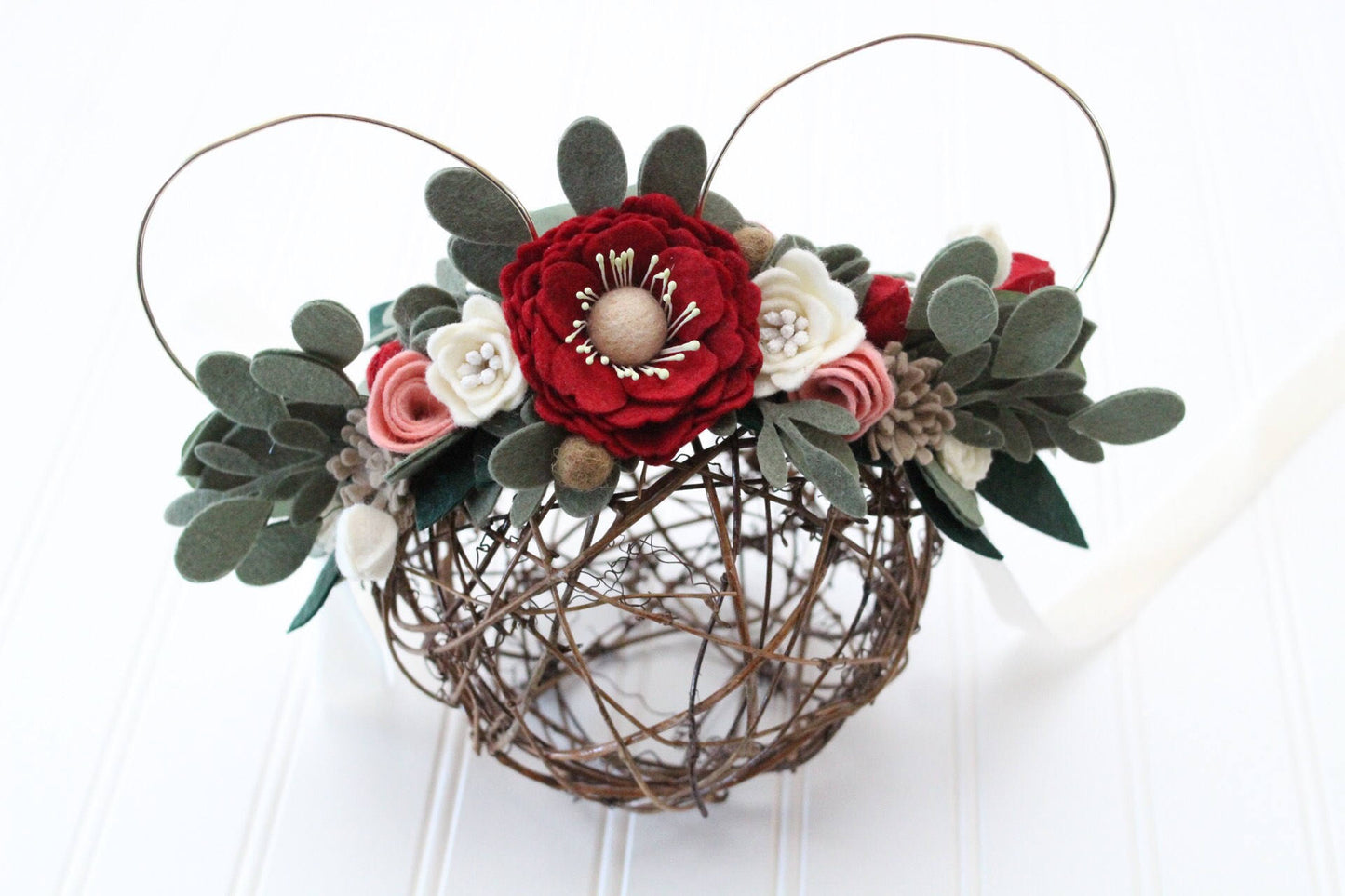 Mouse Ears inspired Mommy & Me set/felt flowers/floral crowns/flower/birthday/party/headbands/boho ears