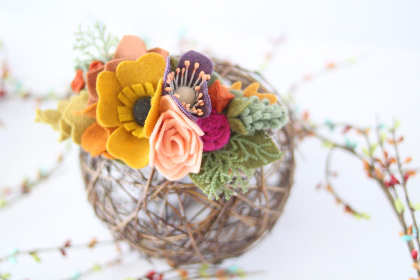 Slring crown /felt/felt flower/ feltheadband/feltflower/feltaccesories/Fall/photoProps/newborn/kids/hair