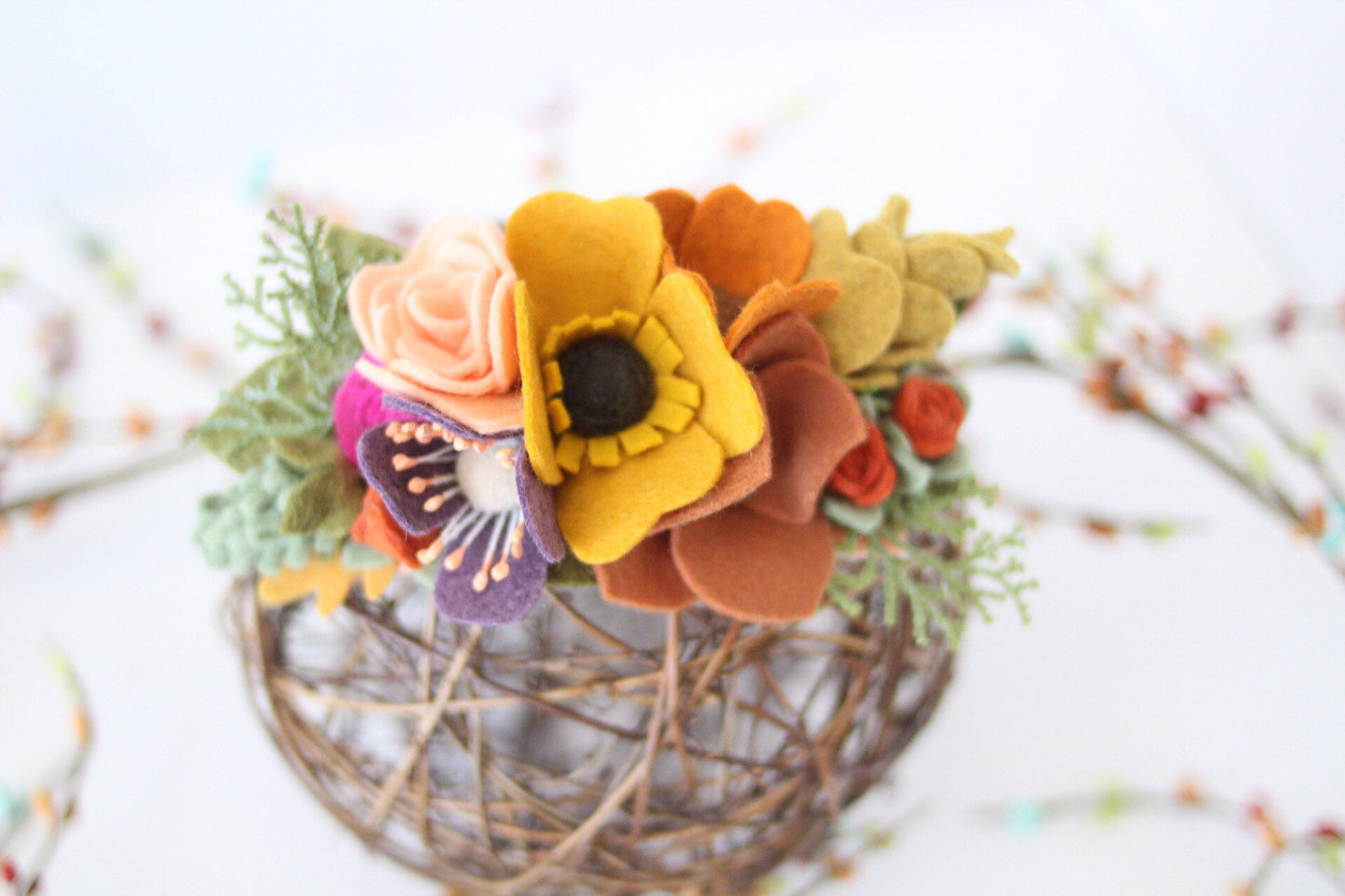 Slring crown /felt/felt flower/ feltheadband/feltflower/feltaccesories/Fall/photoProps/newborn/kids/hair