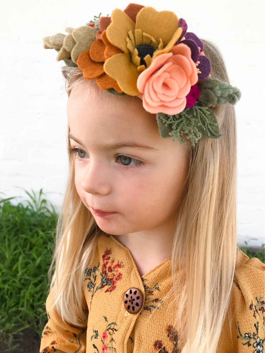 Slring crown /felt/felt flower/ feltheadband/feltflower/feltaccesories/Fall/photoProps/newborn/kids/hair
