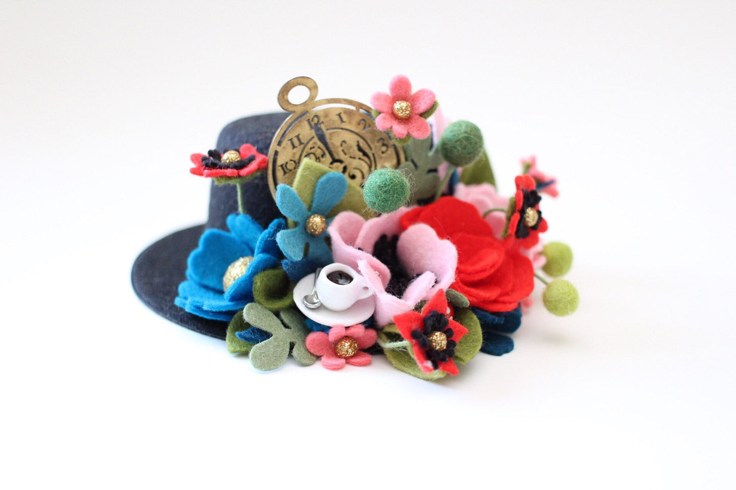 Top hat Alice Inspired Mini Top Hat Crown /felt /feltflowers/easterbunnyears/cosplay/halloween/headbands/floralheadbands/tophat/minihats/f