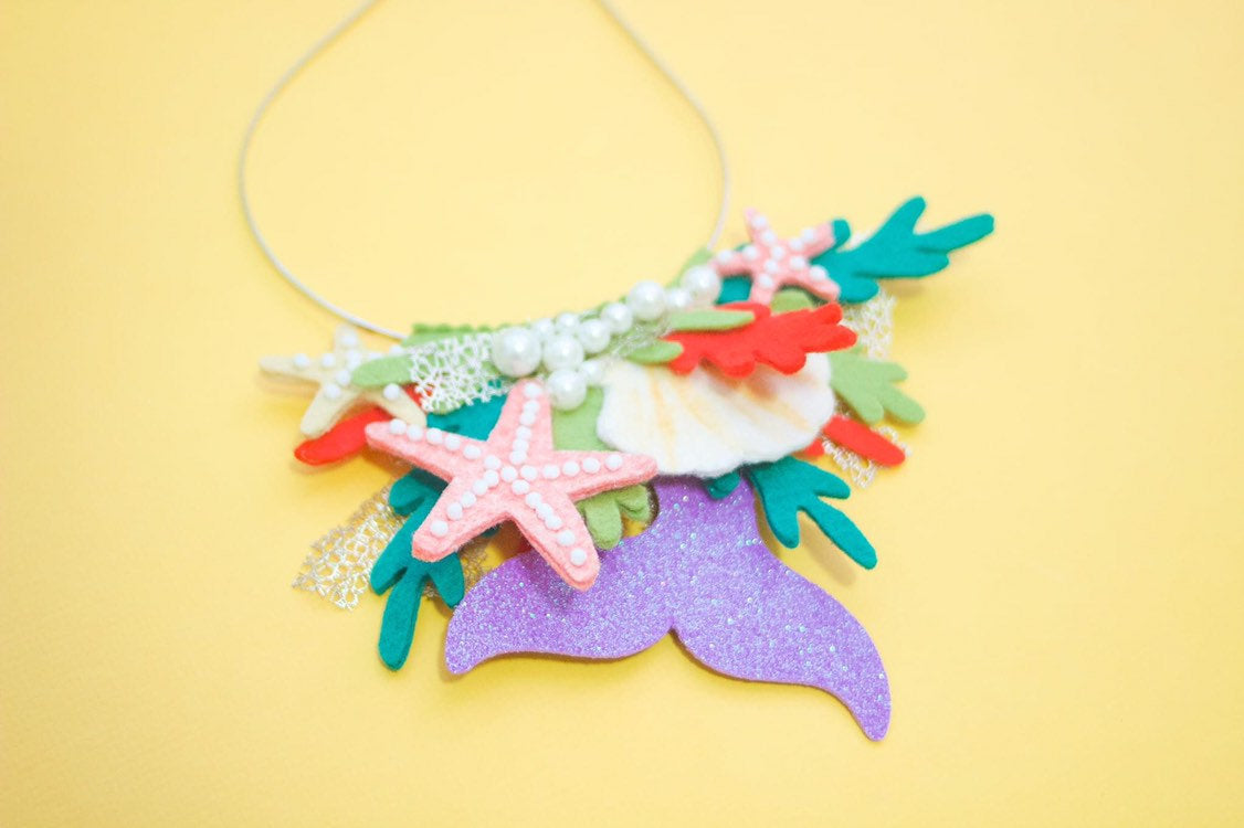 Under the Sea Inspired Fascinator|Felt Headbands|Felt Flowers|Felt Floral crowns|FeltCrowns|Fascinators|Mermaid Crown|LittleMermaid|TeaParty