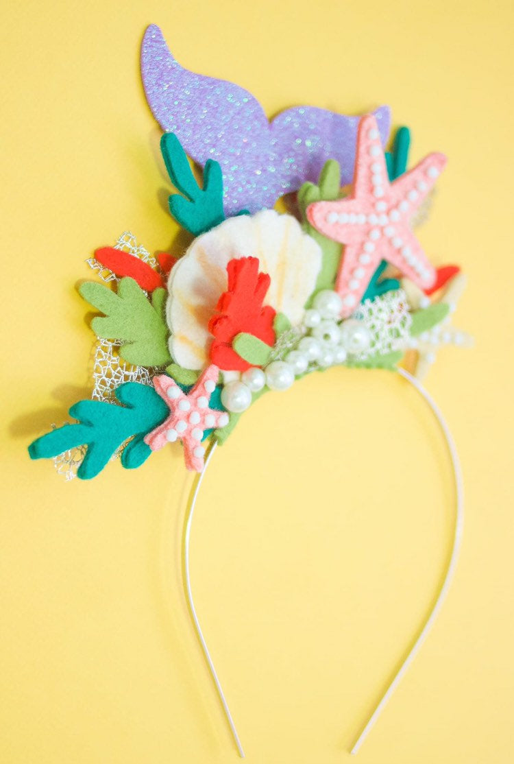 Under the Sea Inspired Fascinator|Felt Headbands|Felt Flowers|Felt Floral crowns|FeltCrowns|Fascinators|Mermaid Crown|LittleMermaid|TeaParty