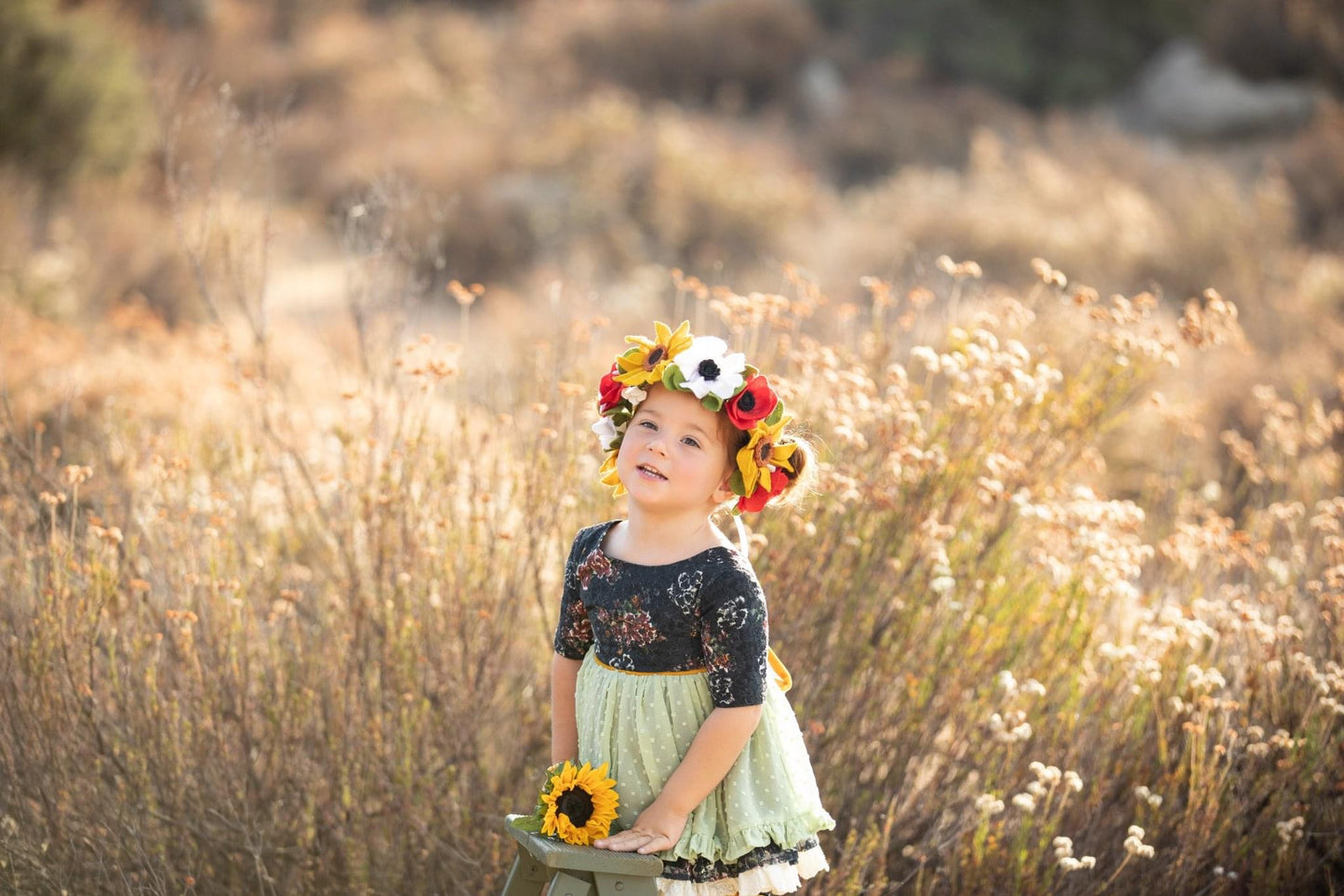 Harpalium Sunflower & Poppies Halo