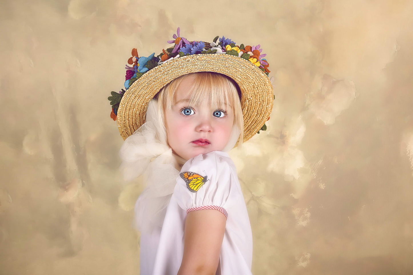 Floral Vintage Boater Straw Hat