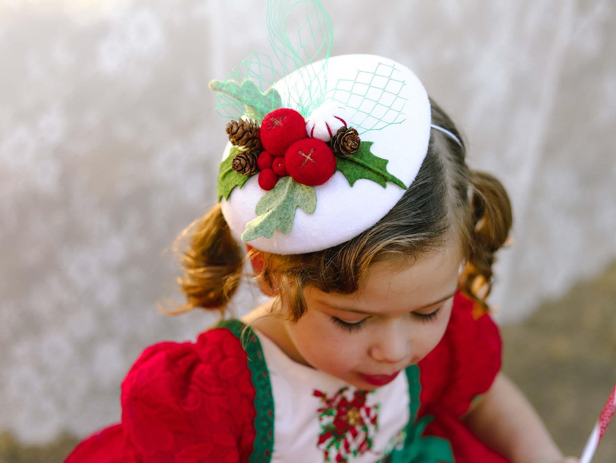 Winter Berry Fascinator White