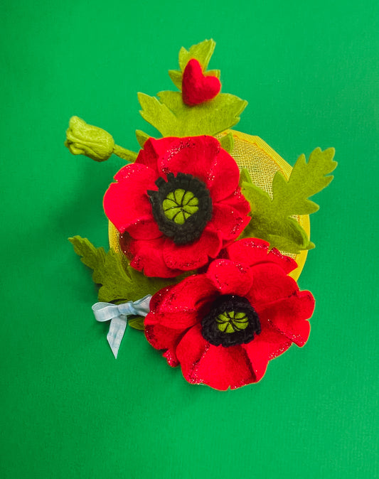 Red Poppy Topper Fascinator
