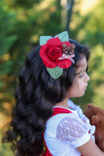 Beary Cute Rose Hair clip