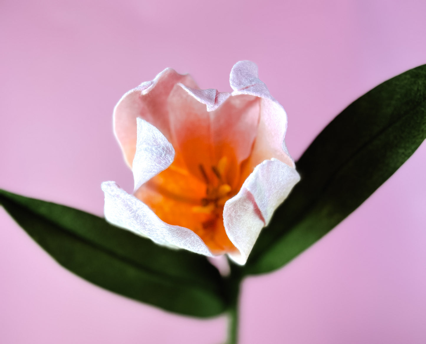 Pink Tulip Stem, Felt Flower