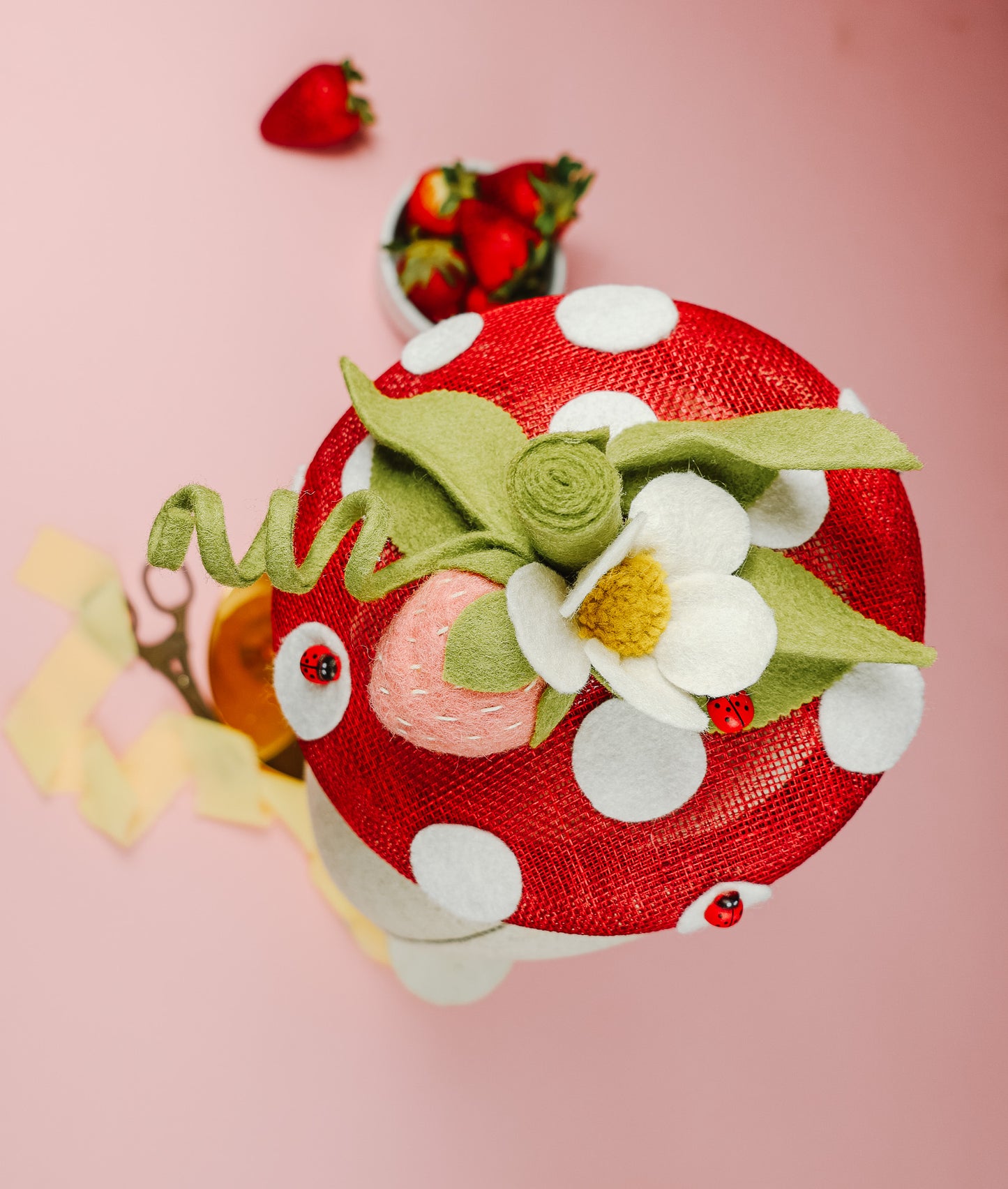 Strawberry Round  Fascinator