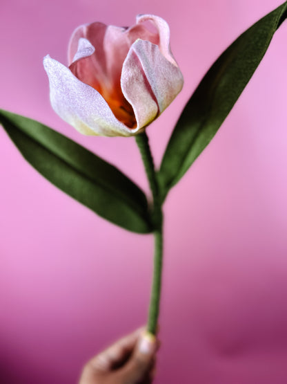 Pink Tulip Stem, Felt Flower