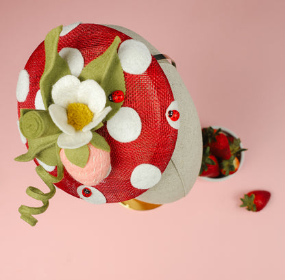 Strawberry Round  Fascinator