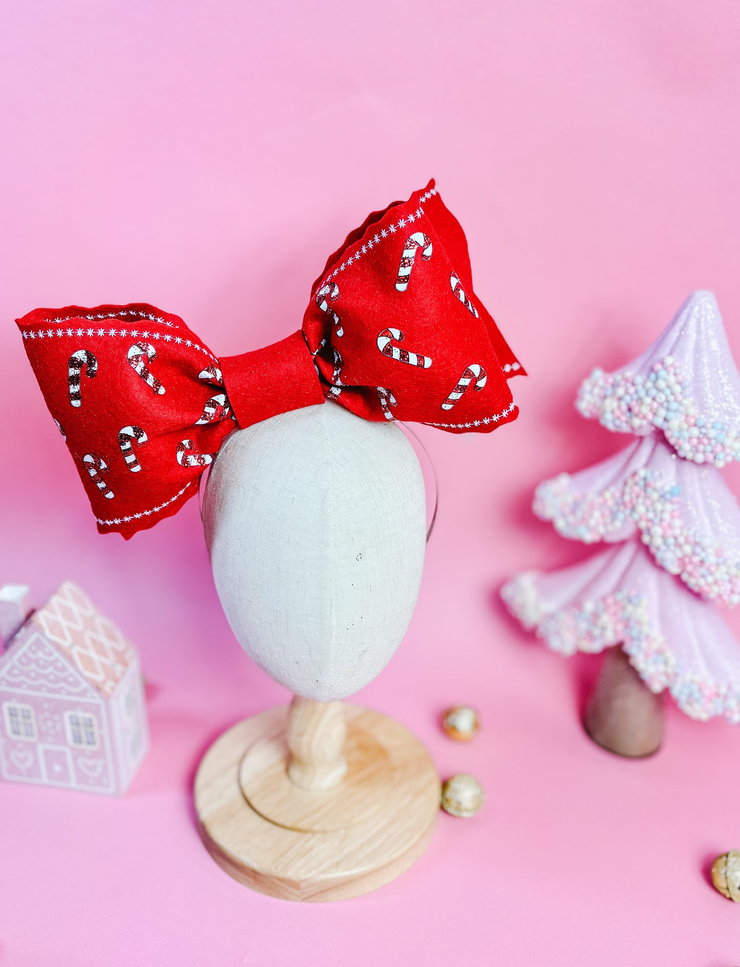Candy Cane Wool Felt Bow 2025
