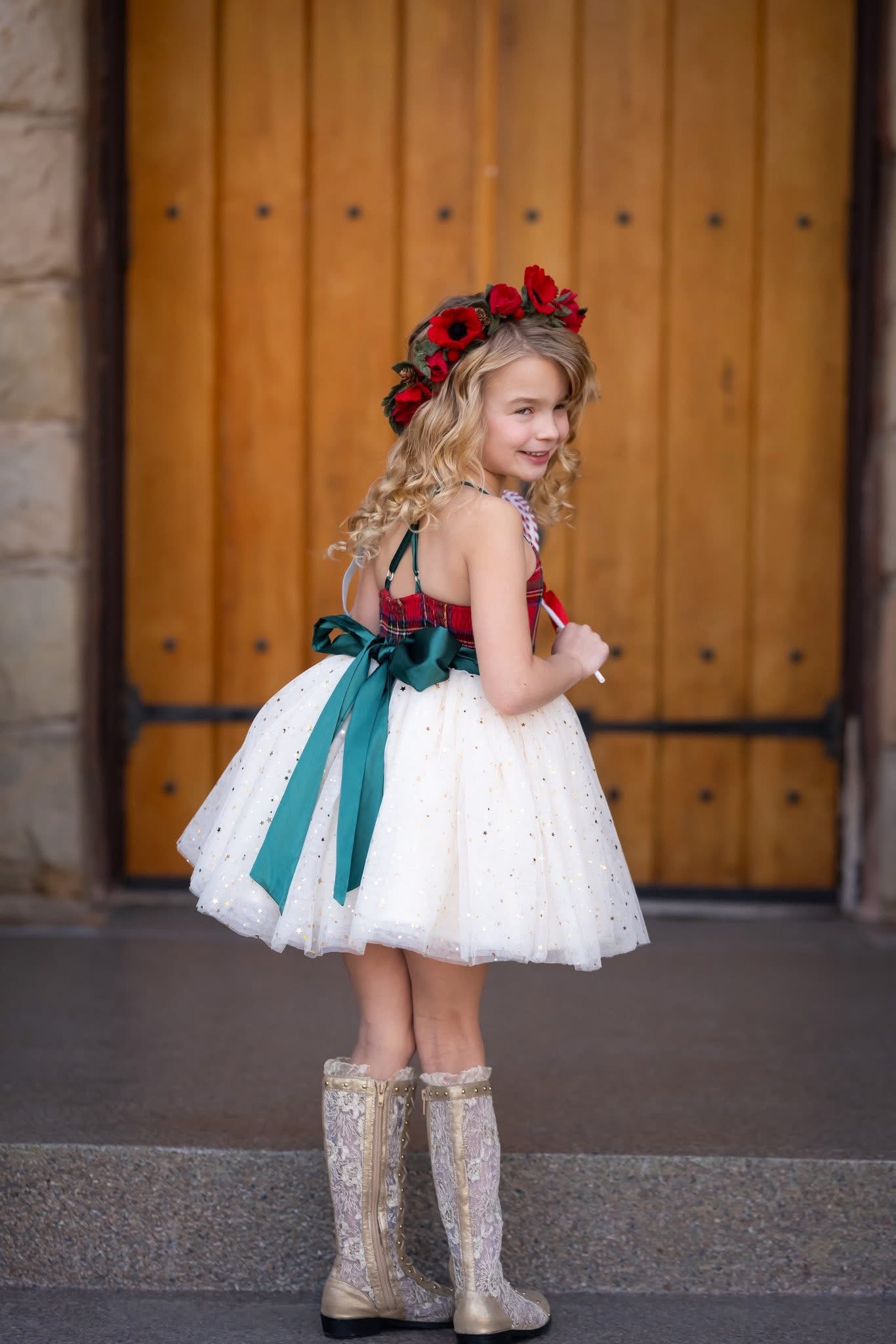 Red Holiday Floral halo
