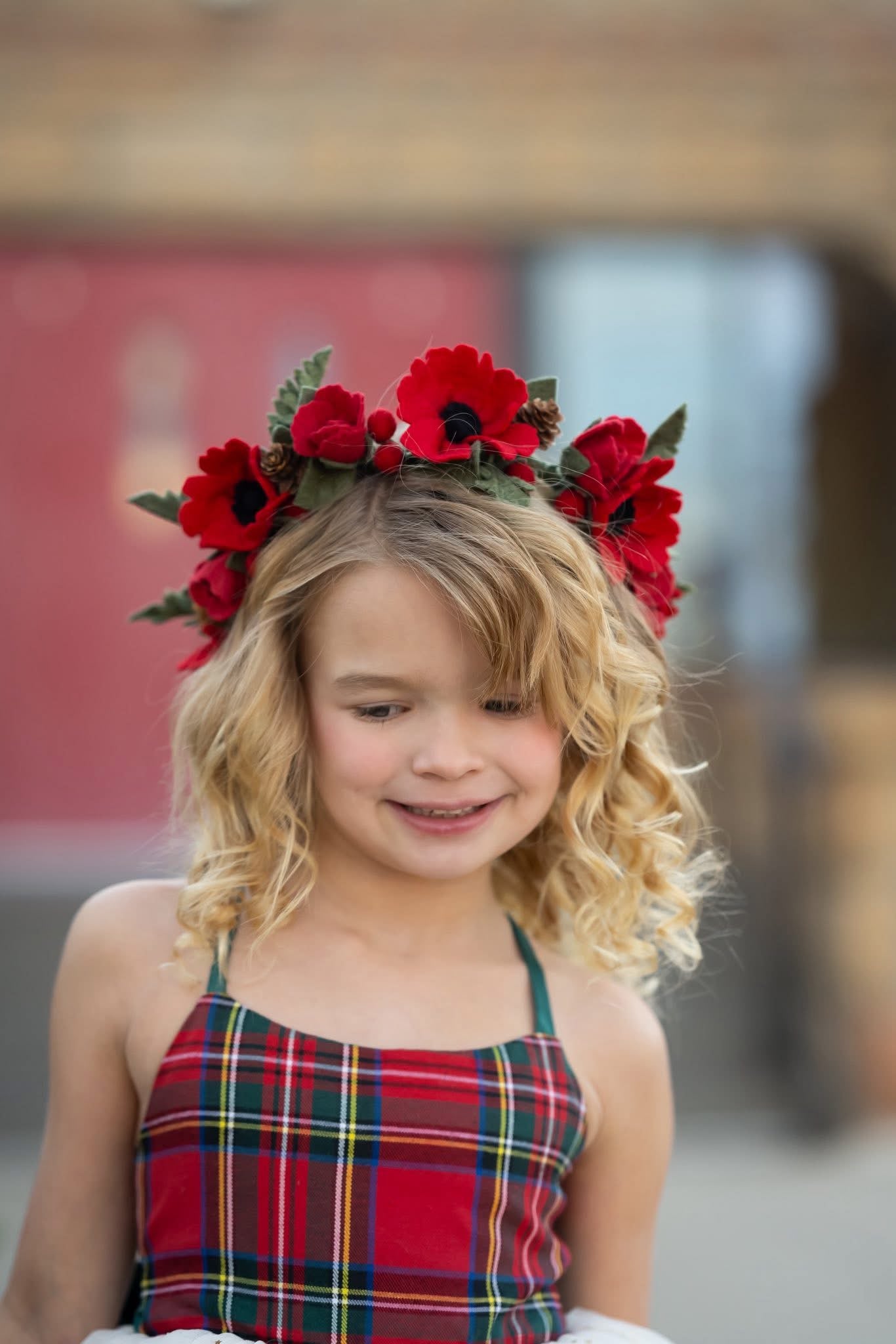 Red Holiday Floral halo
