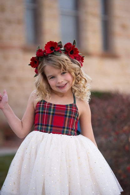 Red Holiday Floral halo