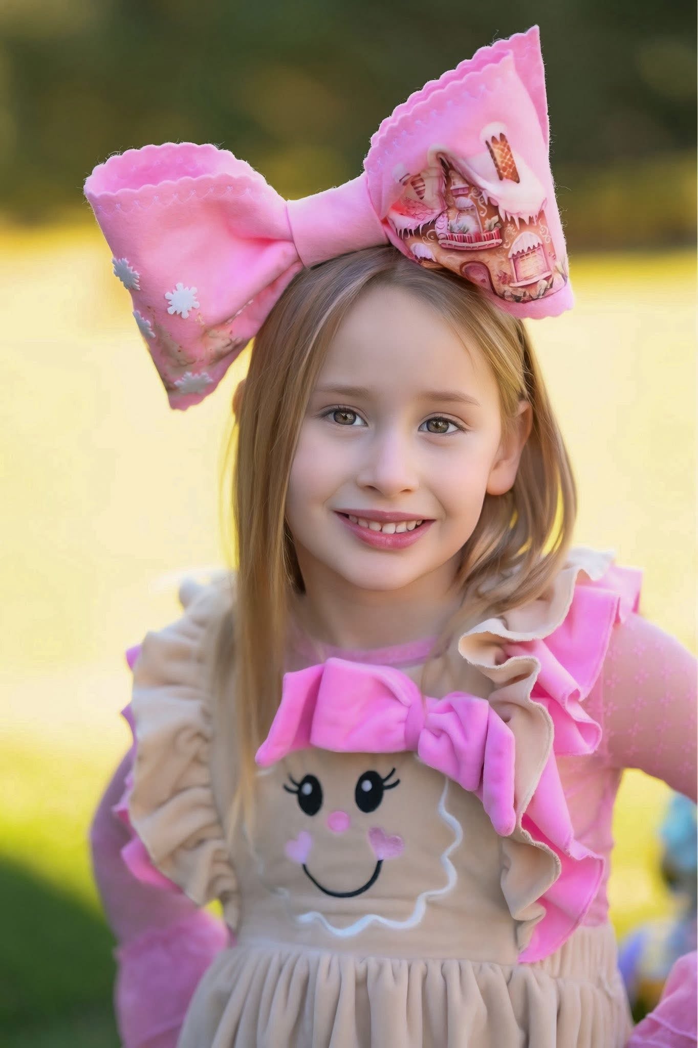 Gingerbread House pnk bow