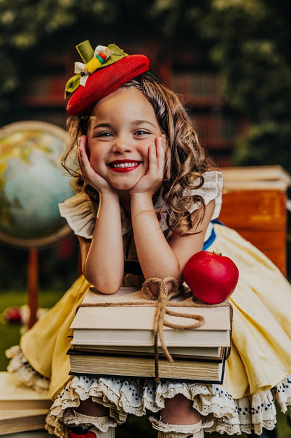 Back to school Apple Side  Sinamay Topper