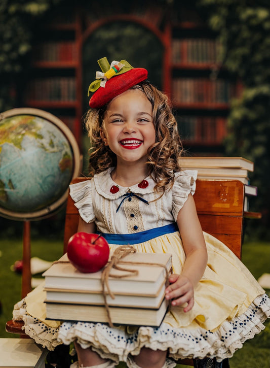Back to school Apple Side  Sinamay Topper