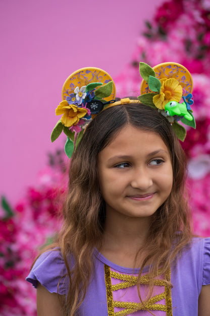 Long Haired Inspired 3D Ears With Felt Flowers