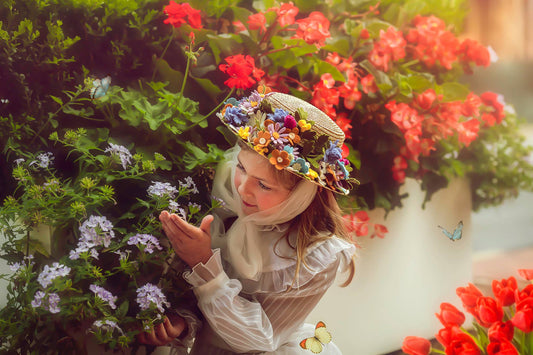 Floral Vintage Boater Straw Hat