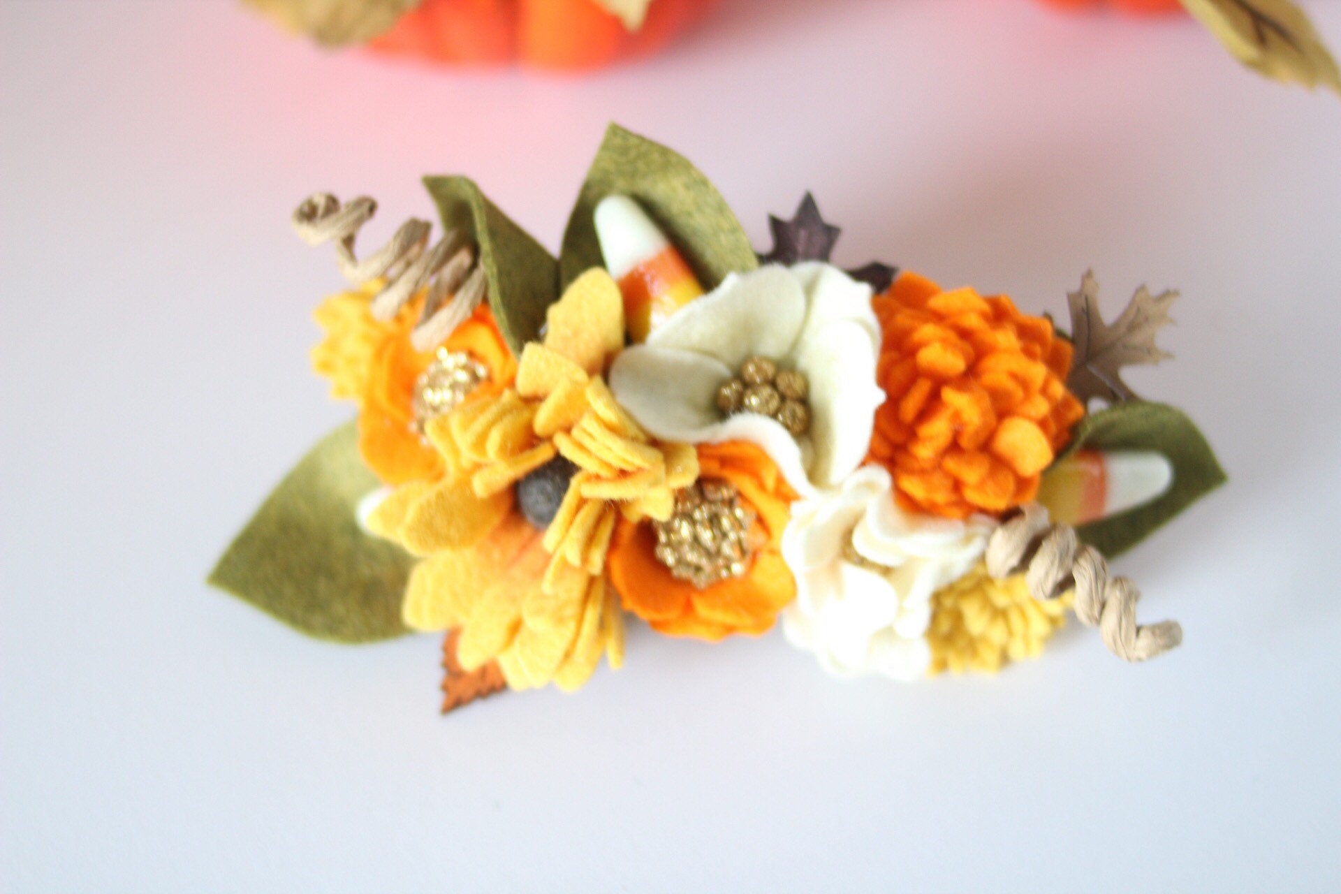 Candy Corn/felt flowers/felt/floral crowns/halloween/celebration/floral tiaras/kids/costumes