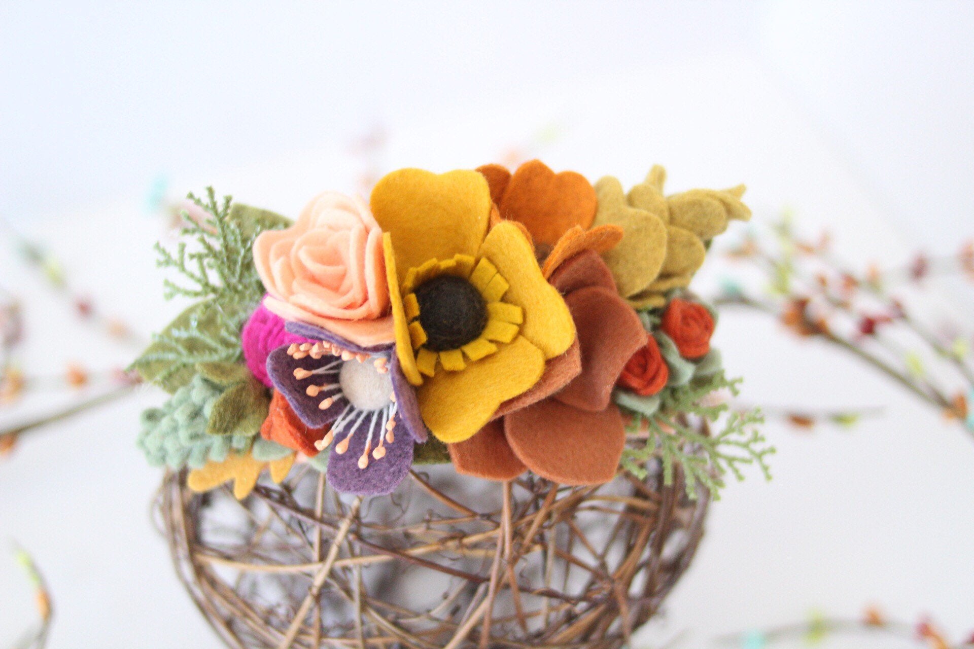 Slring crown  /felt/felt flower/ feltheadband/feltflower/feltaccesories/Fall/photoProps/newborn/kids/hair