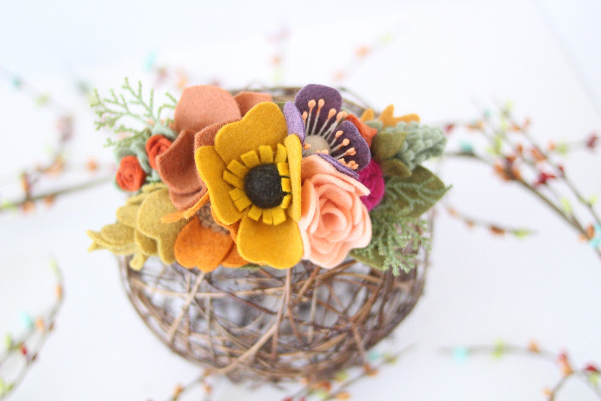 Slring crown  /felt/felt flower/ feltheadband/feltflower/feltaccesories/Fall/photoProps/newborn/kids/hair