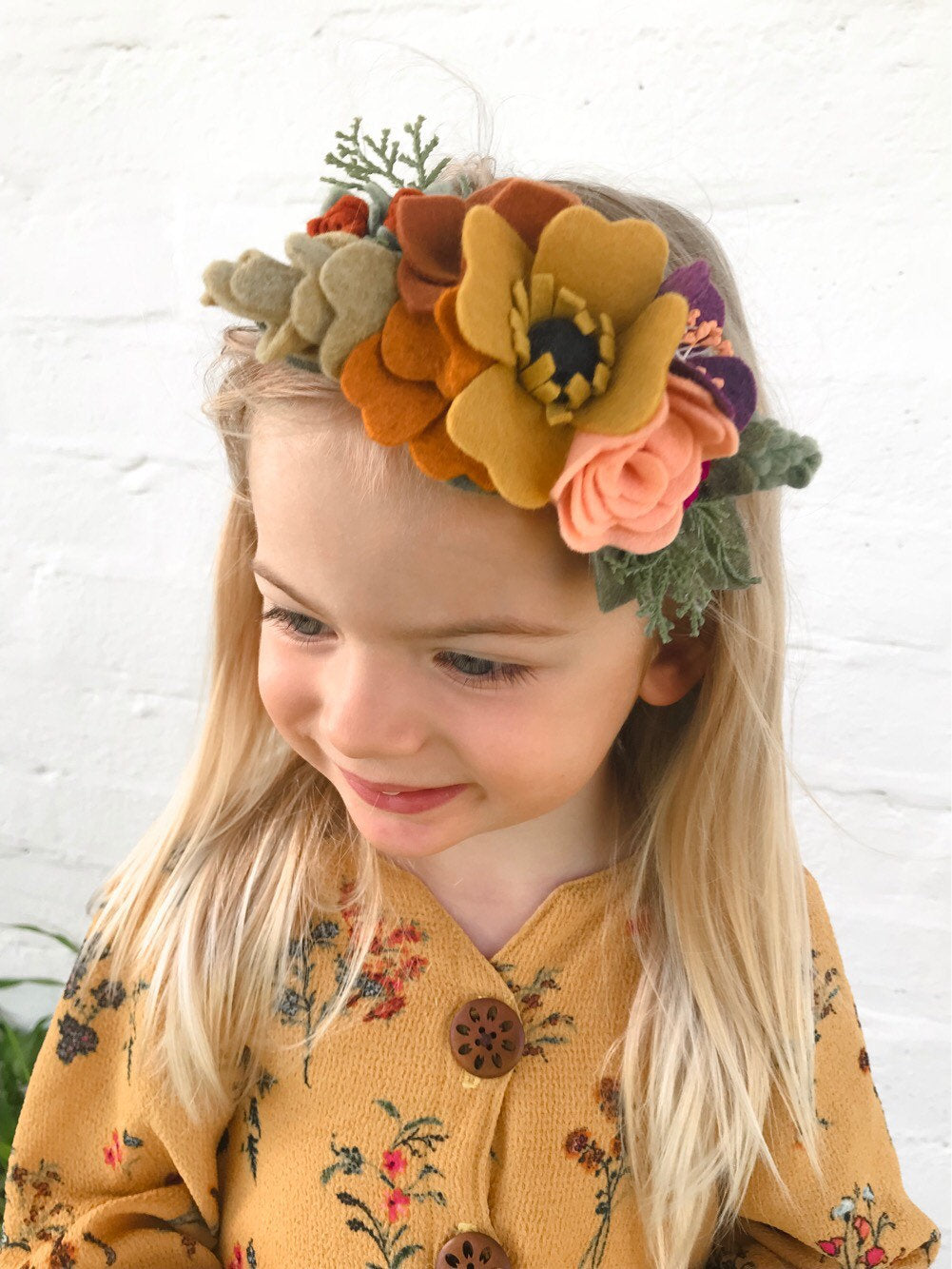 Slring crown  /felt/felt flower/ feltheadband/feltflower/feltaccesories/Fall/photoProps/newborn/kids/hair