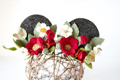 Inspired Mouse Ears Clips/fantasy/feltflowers/mouseears/birthday party/playroom/cosplay/costume/earcrowns