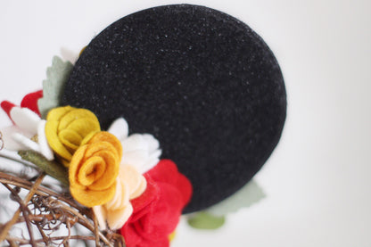 Mouse Ears inspired Party set /felt flowers/magical/flower/birthday/party/headbands/minnimouse/minnieears/minnieparty