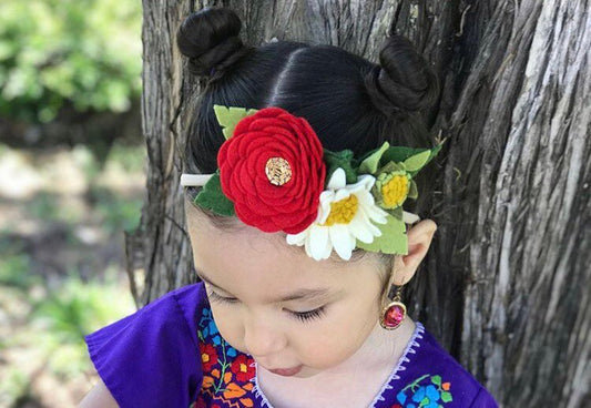 Maria Bonita inspired Crown//Felt// Feltheadband//feltcrown//flowercrown//whimsical//Mexicanparty//Flowers//Mexican//Fiestaparty//texmex