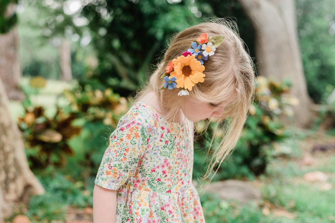 Wildflower bouquet clip|felt flower headbands|felt/feltflowers/feltheadbands/maternitycrowns/flowers/bohoheadbands/tiaras/summer/photoprops