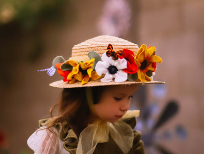 Chrisanna Sunflower & Butterflies  Boater Hat